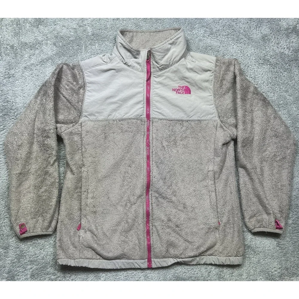 The North Face Girls XL (18) Oso Plush Fleece Full Zip Jacket-Gray‎ w/ Pink